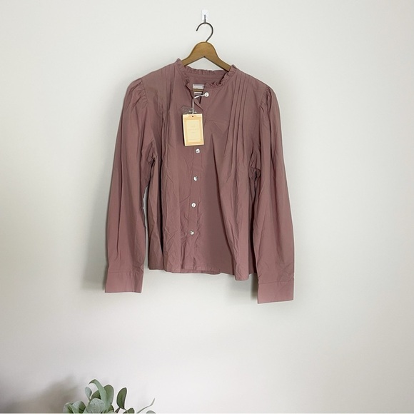 [Creamchild] Women's Dusty Pink Romantic Button Down Long Sleeve Top - Picture 1 of 7